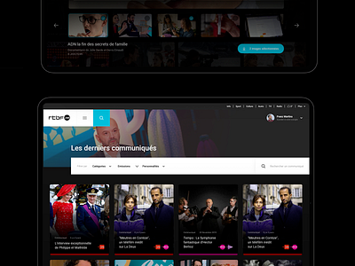 Optimised experience for RTBF Pro. card detailed search ui ux webdesign