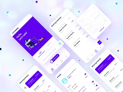 Meetly App - Screens Designs app design app screen illustration meet meeting ui ui ux ux video call video conferencing
