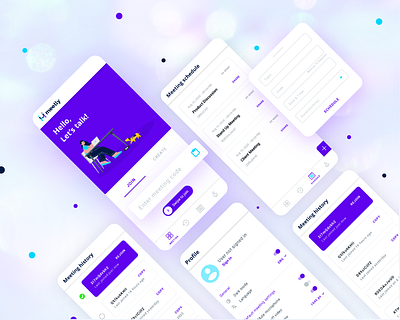 Meetly App - Screens Designs app design app screen illustration meet meeting ui ui ux ux video call video conferencing
