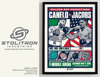 Canelo vs. Jacobs Boxing Poster boxing championship fight graphic design illustration limited edition poster screenprint serigraph