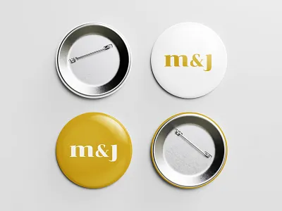 M & J - Pin (Gold & White) art direction brand design branding button cebu event events graphic design logo mark logo mark symbol merch mj mj events philippines pin pin button pin button design pin design pin mockup setup