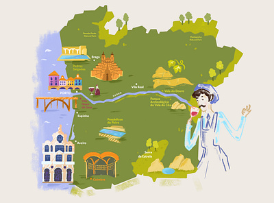 Nord Portugal - illustrated map architecture building green holiday icons illusiconsinfographics illustrated map illustration infographic map nature plan portugal sightseeing travel wine