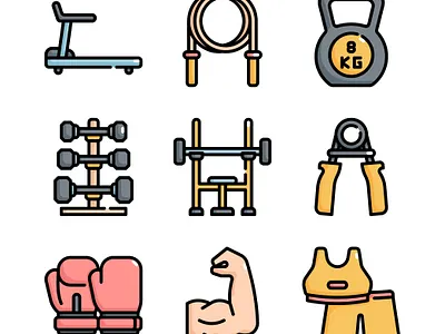 Gym Icon Set fitness gym icon icon set icondesign iconography icons illustration vector
