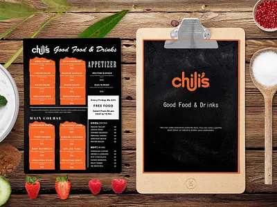 Chilis Mexican Food Menu Bifold Design illustration psd