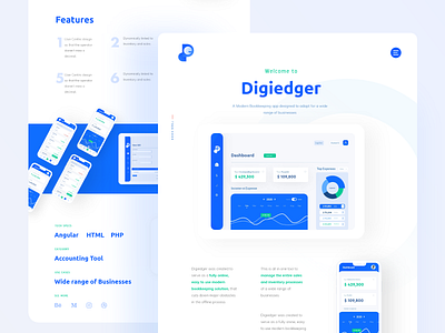 Website Digiedger Fintech App blue green branding finance financeapp fintech landing page minimal product design product page software ui ui design ux web app web design website