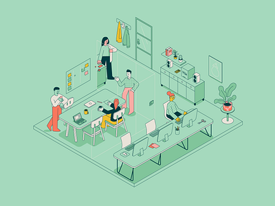 Office character customer desk illustration isometric landingpage outlines patswerk pattern store texture vector workspace