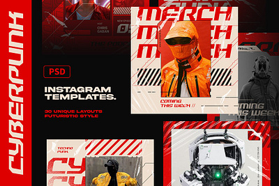 CYBERPUNK Instagram Templates branding color creative design digital art elegant instagram instagram banner instagram post instagram stories instagram story template instagram template instagram templates modern posts social media social media pack social media template stories template