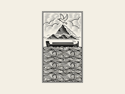 2 • The Flood and God’s Covenant with Noah bible bible design design engraving etching graphic design illustration illustrator line art peter voth design unfolding grace woodcut