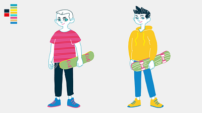 Altroconsumo/KIDS preprod 01 aftereffects character animation characterdesign circular economy explainervideo handdrawed illustration motion motion design photoshop skate