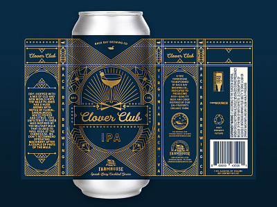 Speak-Easy Cocktail Series Can Design - Clover Club IPA artdeco beer art beer branding beer can beer label can art can design creative line lineart monoline speakeasy