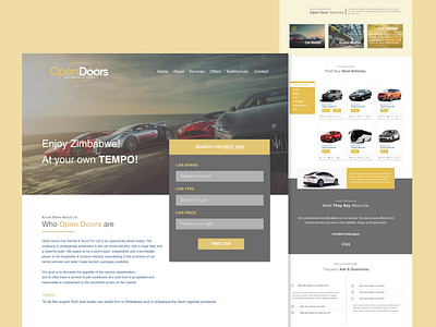 Open Door - Landing page branding car design flat homepage landing page landing page design rentals ui ux web website