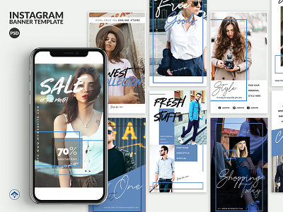 Bluesky - Fashion Instagram Stories Template banner ad blogger brutalist design creative fashion inspiration instagram stories layout design promotion template web banner