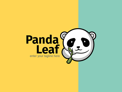 Panda Leaf Mascot Logo adorable animal bamboo bear cartoon character cute design happy icon illustration isolated mammal mascot nature panda vector wild wildlife zoo