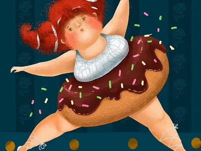 A dance bodypositive book character children children book illustration dancing design donuts human illustration illustrator kids kidsillustration relax typography woman