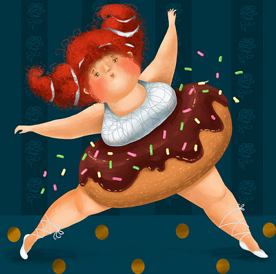 A dance bodypositive book character children children book illustration dancing design donuts human illustration illustrator kids kidsillustration relax typography woman