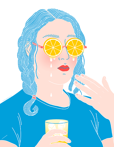 Lemon Shades crying digital illustration drawing happiness illustration lemonade lemons people portrait portrait illustration procreate self portrait sunglasses tears woman