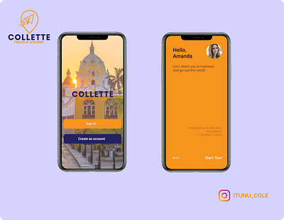 collette travels and tour design travel app typography ui ux