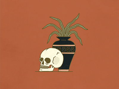 Skull & Vase Still Life color palette digital drawing graphic design halftone illustration illustrator monoline skull still life texture vase