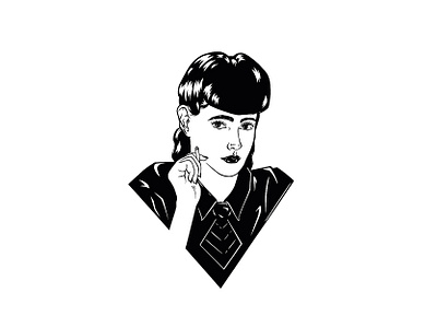 Illustration - Rachael portrait black and white blade runner design illustration ink portrait procreate rachael women portrait