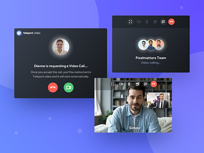 Teleport.Video • Video Widget Component case studies case study collaboration design ios app remote remote work telecommunication telecommunications ui design ux design ux ui video video conference video conferencing webapp webapp design