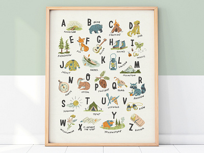 Adventure Alphabet Print abc adventure alphabet animals baby cute handmade illustrated illustration lettering letters nursery poster print texture type