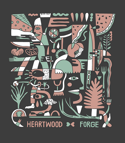 HeartwoodForge branding design illustration illustrator logo merch merchandise procreate typography