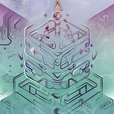 Cover artwork, available. circuit board cube illustration line