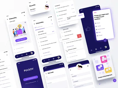 PULSOV app advice app color design form illustration list logo manager managment minimal mobile mobile app profile quiz task todo todolist