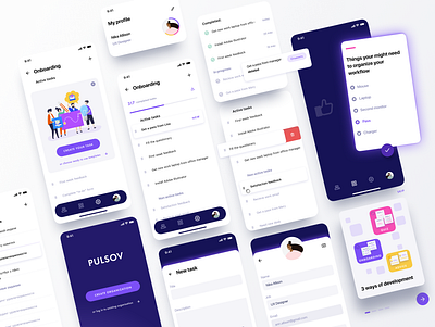 PULSOV app advice app color design form illustration list logo manager managment minimal mobile mobile app profile quiz task todo todolist