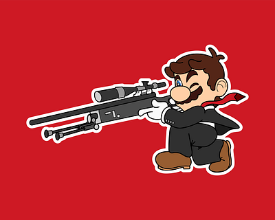 Mario Bros Hitman Snipper adobe illustrator design fiverr illustration nintendo vector videogame videogames work