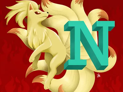 N for Ninetales - Pokémon Alphabet alphabet illustration lauren draws pokemon pokemongo