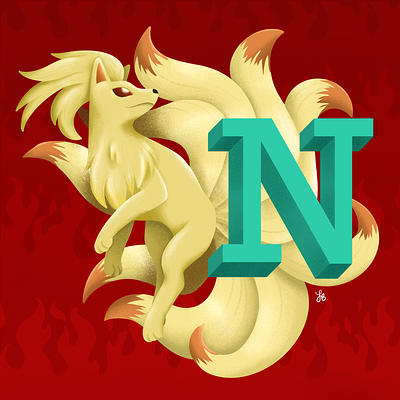 N for Ninetales - Pokémon Alphabet alphabet illustration lauren draws pokemon pokemongo