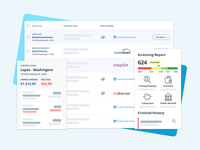 TurboTenant Blockframe Screenshots blockframe dashboad rentals ui visual design