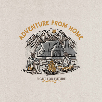 adventure from home badge vintage hand drawn design illustration 2020 adventure art badge badge logo corona corona virus coronarender coronavirus design future graphic design illustrator mountain mountain bike mountain logo tropical vector vintage badge vintage design