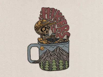hikers brew badge vintage hand drawn design illustration art badge badge logo brew brewing company clothing clothing brand clothing company clothing design clothing label design graphic design hawaii hiker hikers illustrator tropical vector vintage design vintage logo