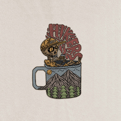 hikers brew badge vintage hand drawn design illustration art badge badge logo brew brewing company clothing clothing brand clothing company clothing design clothing label design graphic design hawaii hiker hikers illustrator tropical vector vintage design vintage logo