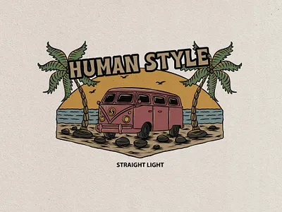 van beach badge vintage hand drawn design illustration art badge badge logo beach clothing clothing brand clothing company clothing design design explore explorer graphic design hawaii illustrator retro tropical van vector vintage design vintage logo