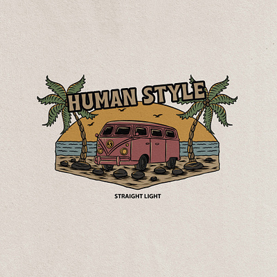 van beach badge vintage hand drawn design illustration art badge badge logo beach clothing clothing brand clothing company clothing design design explore explorer graphic design hawaii illustrator retro tropical van vector vintage design vintage logo