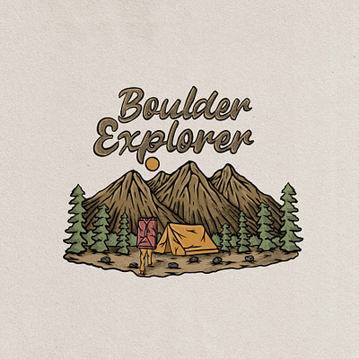 camp fire badge vintage hand drawn design illustration art badge badge logo camp campaign campfire camping clothing clothing brand design explore explorer hawaii illustrator mountain mountain biking tropical vintage badge vintage design vintage logo