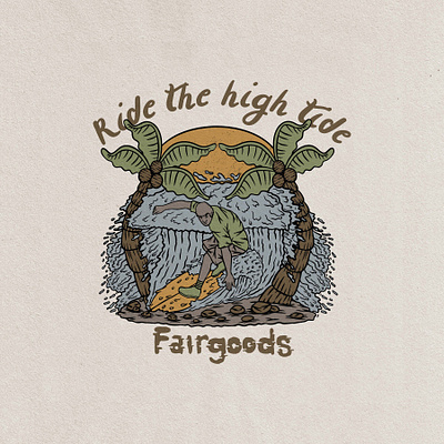 surf badge vintage hand drawn design illustration art badge badge logo clothing brand design graphic design hawaii hawaiian hawaiian shirt illustrator surf surf art surf board surf design surf logo surface surfing tropical vector vintage design
