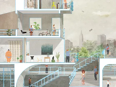 Section of Life 001 architectural architectural design architecture collage design graphic graphic design illustration imagination interiordesign landscape lifestyle rendering