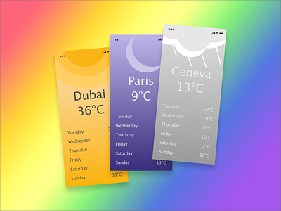 Daily UI challenge 037 daily ui dailyui design mobile app rainbow ui challenge uidesign uiux ux design uxdesign uxui weather weather app