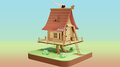 Baba Yaga's Hut aka Izbushka on Chicken Legs 3d baba yaga blender isometric lowpoly render