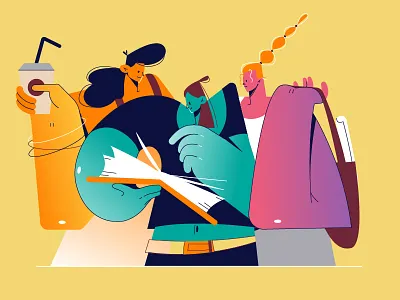 Students book coffee cup friends funny illustration girls happy inspiration international reading book simple smart smile students