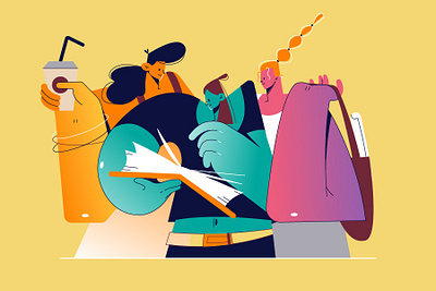 Students book coffee cup friends funny illustration girls happy inspiration international reading book simple smart smile students