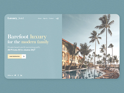 Barefoot Hotel Landing Page - hotel hotel app hotel booking hotel branding hotels landing landing design landing page landing page design landingpage luxurious luxury luxury brand luxury design luxury logo web web design webdesign website website design