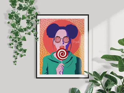 Sugar Addict art digital drawing flat design graphic illustration poster print vector women