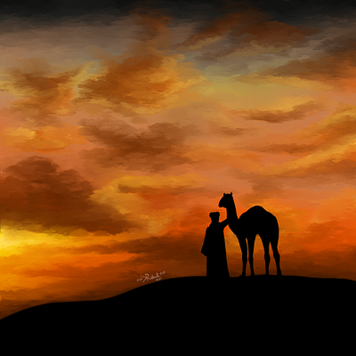 A Sunset in desert art creative design digital illustration digitalart drawing dribbble graphic illustration instagram photoshop