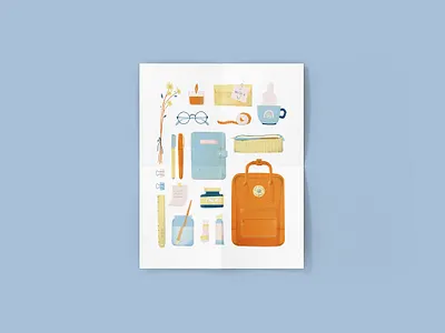 My Everyday Things Illustration art print art supplies backpack digital illustration digitalart drawingart flat illustration illustration photoshop