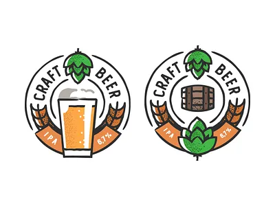 Craft Beer logo alcohol badge beer brand branding brew brewery craft craft beer design hops identity illustration ipa label logo plant symbol type typography